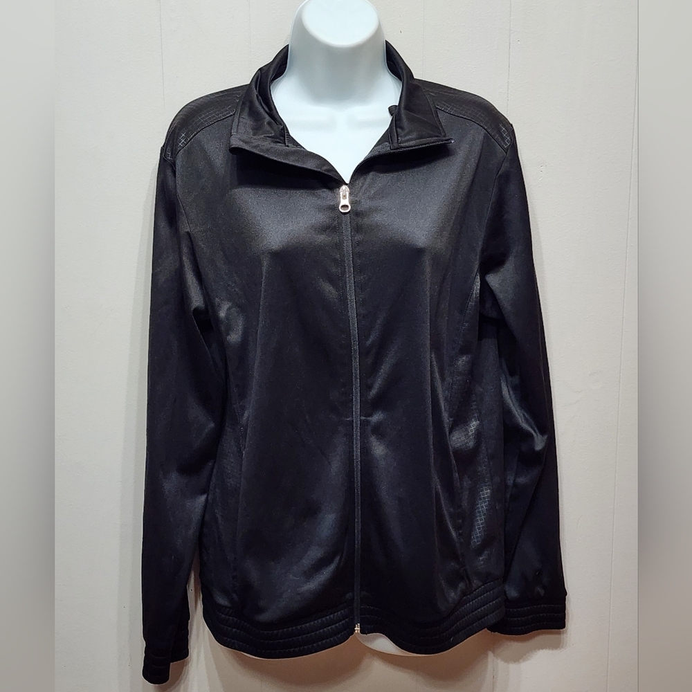 Tek Gear Full Zip Activewear Jacket Womens Small Black Athletic Performance B270